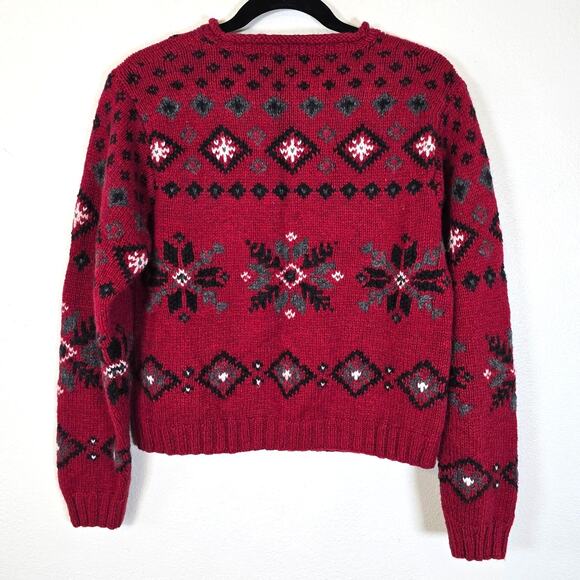 Vintage Tangents Festive Sweater Womens S Red Gray Snowflake Winter Wardrobe - Picture 2 of 8